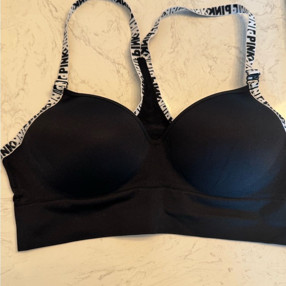 PINK Victoria's Secret Black and White Sports Bra